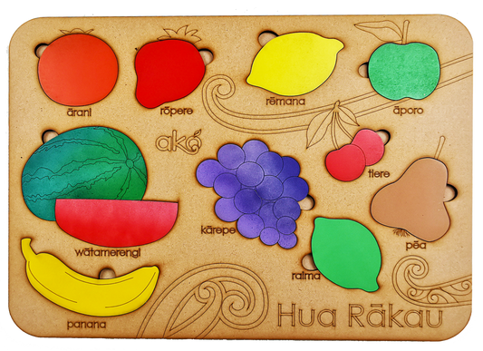 Hua Rākau (Fruit) Large Wooden Puzzle