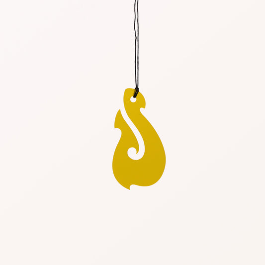 Hei Matau (Fish Hook) - Yellow - Medium Necklace