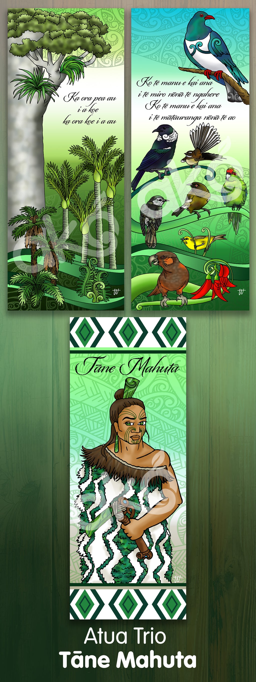 Tāne Mahuta - Outdoor Wall Panel Trio Set