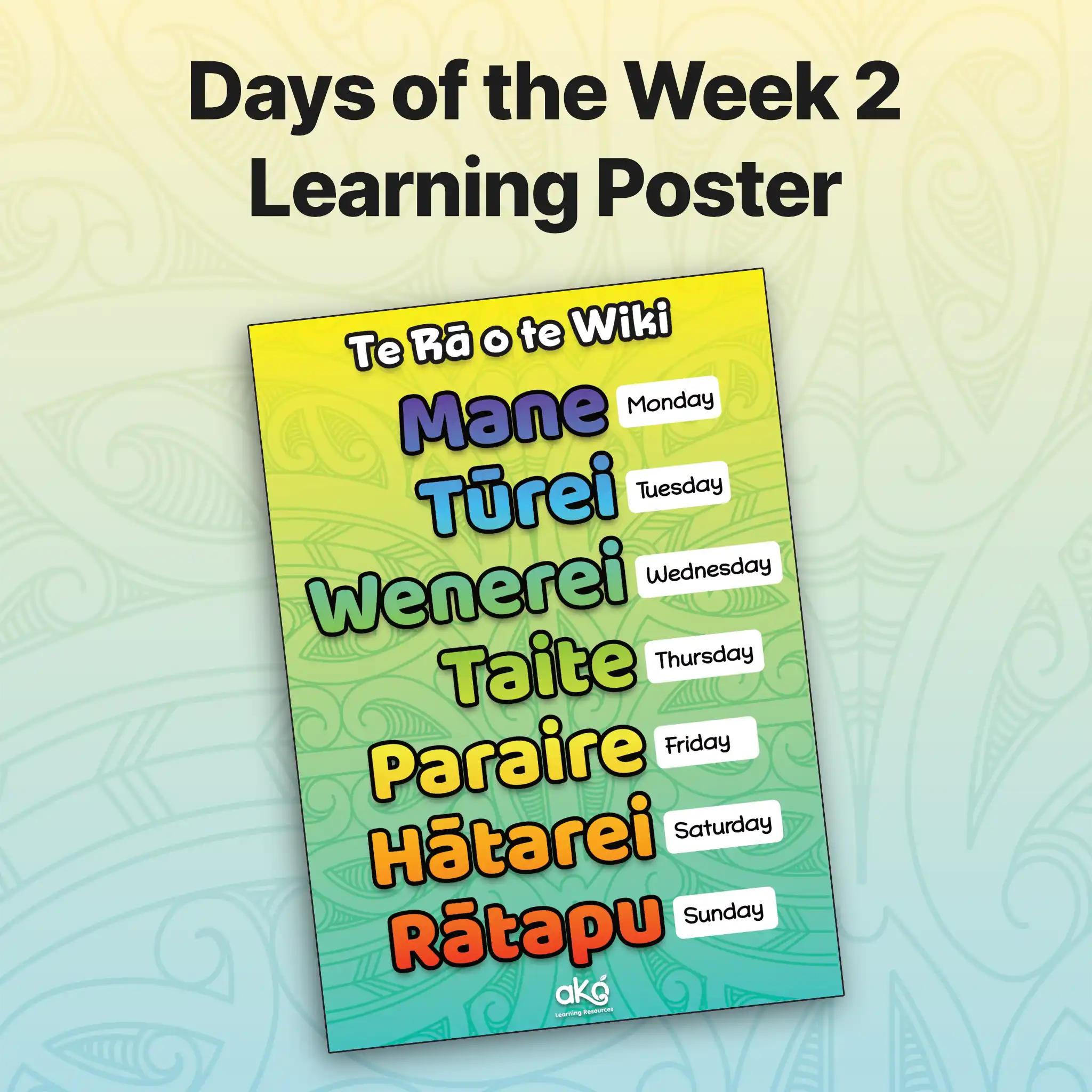 Days of the Week 2 Learning Poster