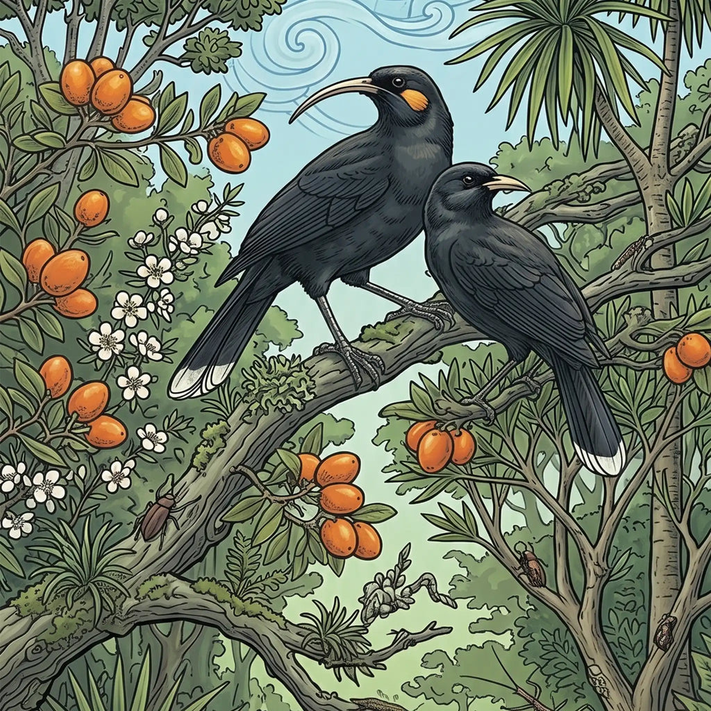 Huia Bird in Forest Outdoor Art Panel