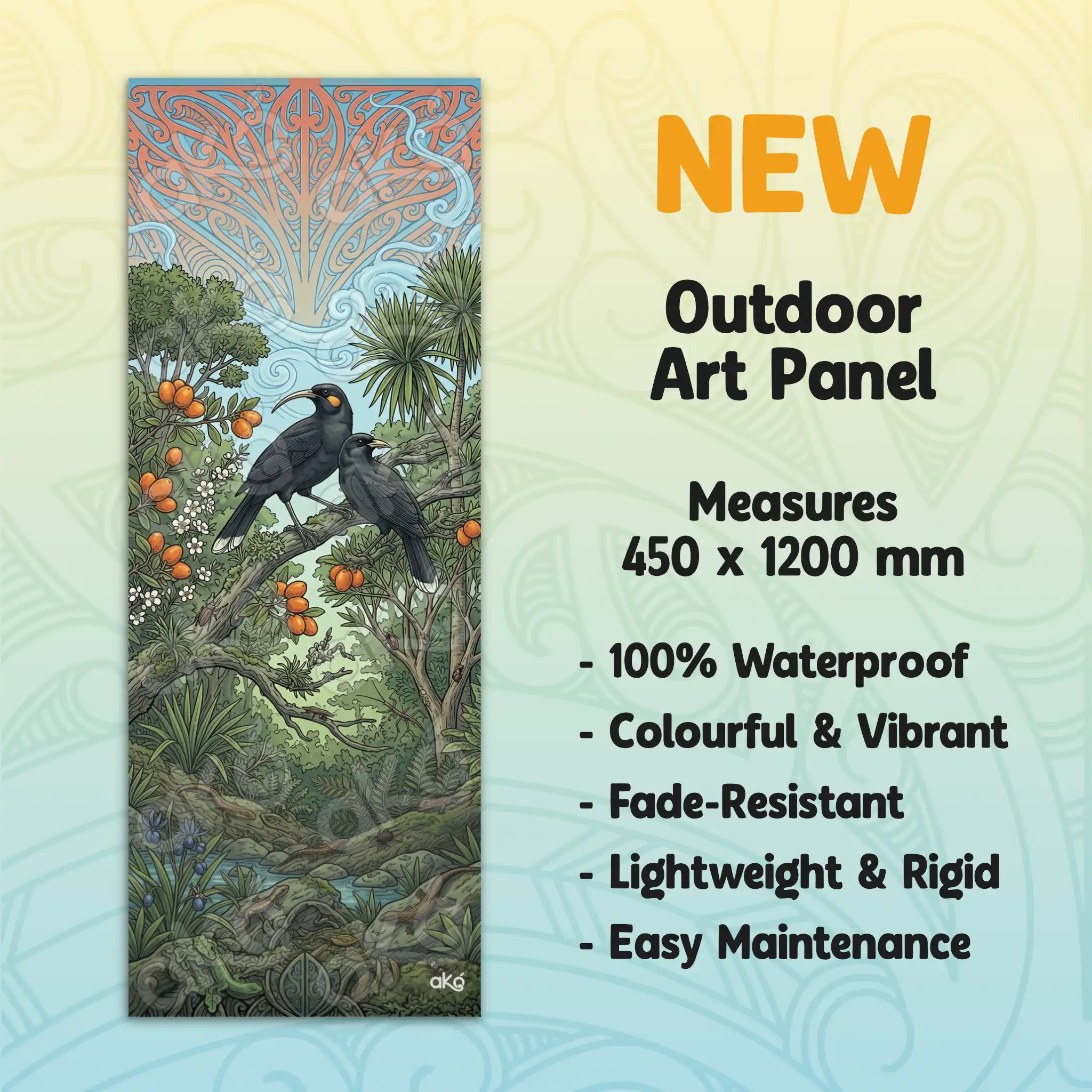 Huia Bird in Forest Outdoor Art Panel