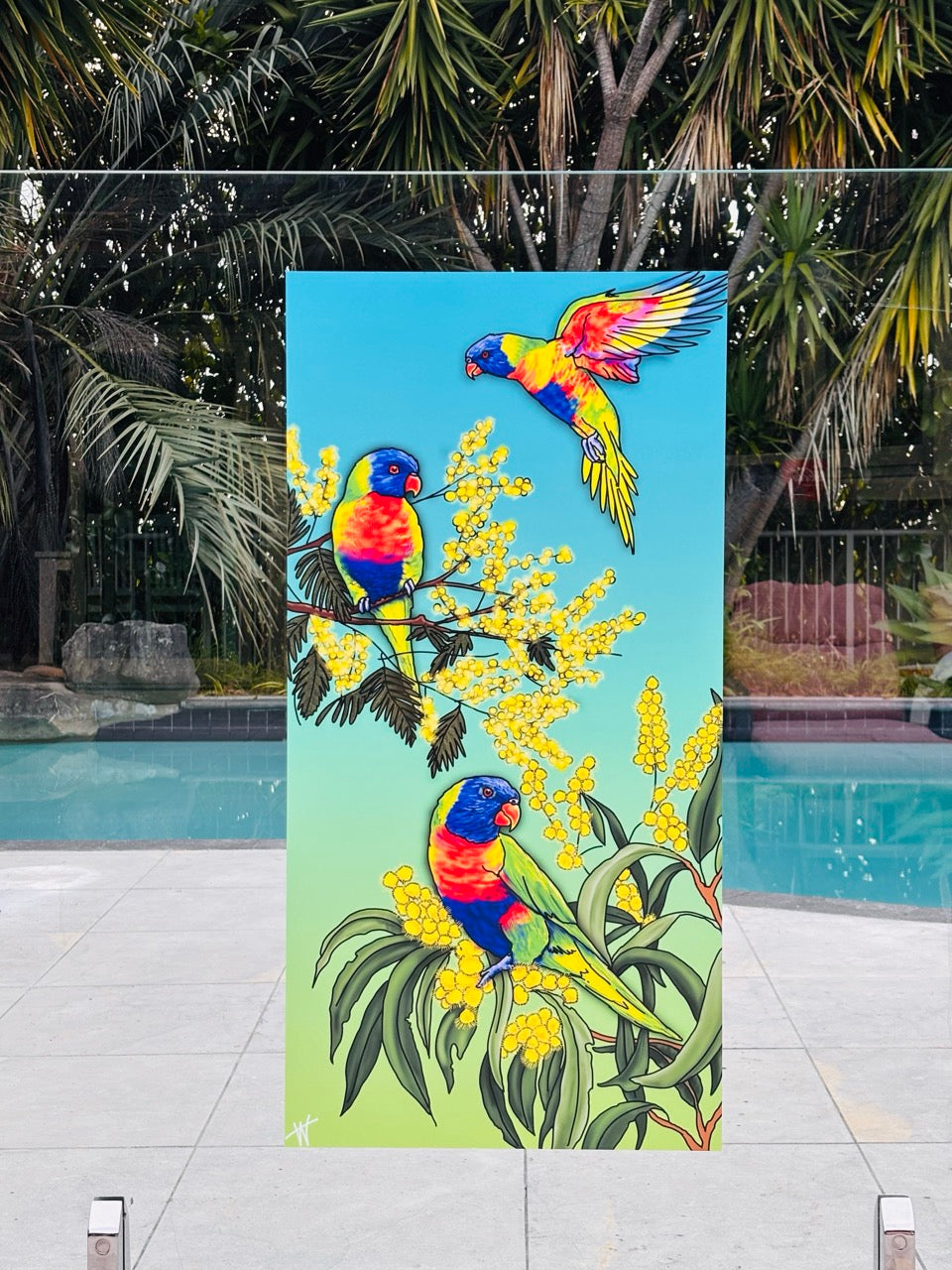 Lorikeets Waterproof Outdoor Wall Art