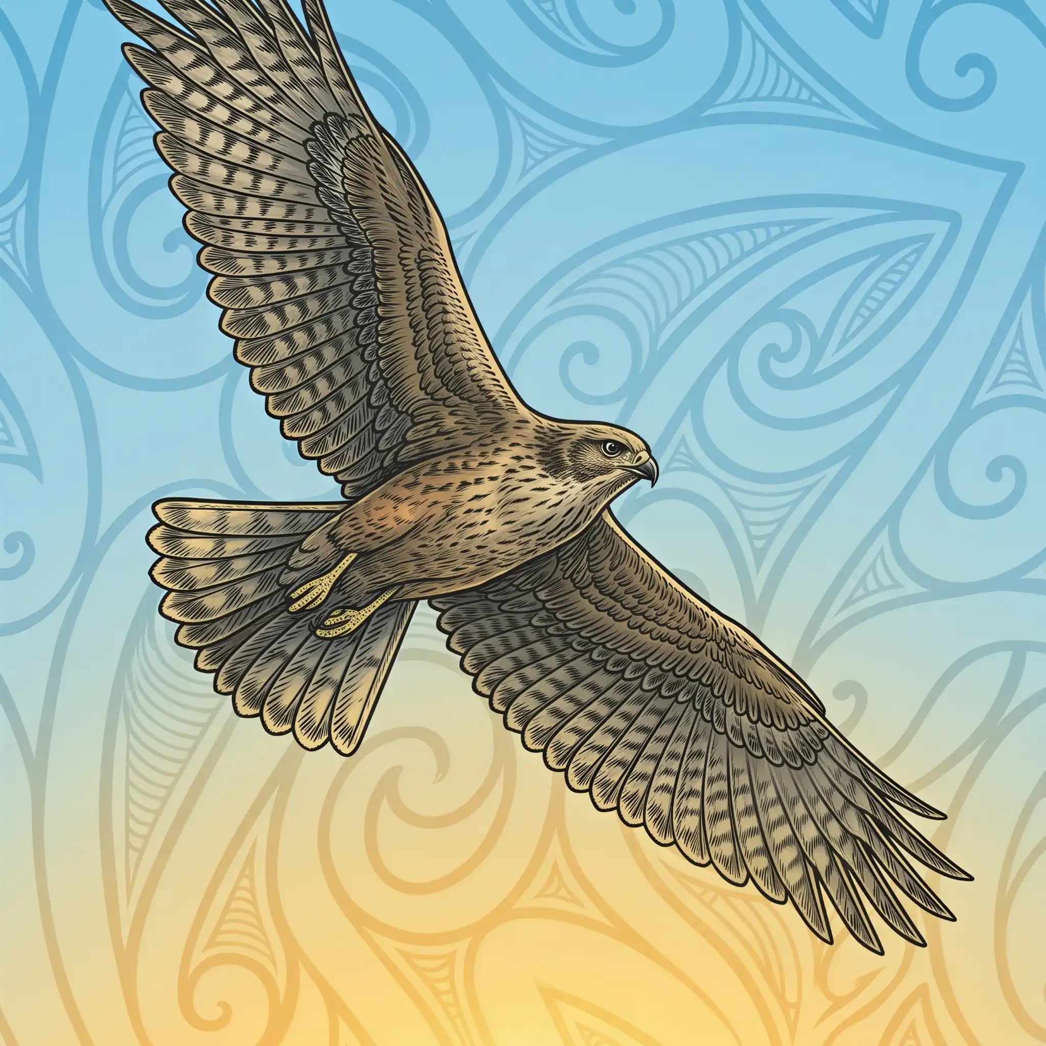 Kahu on Farmland Outdoor Art Panel