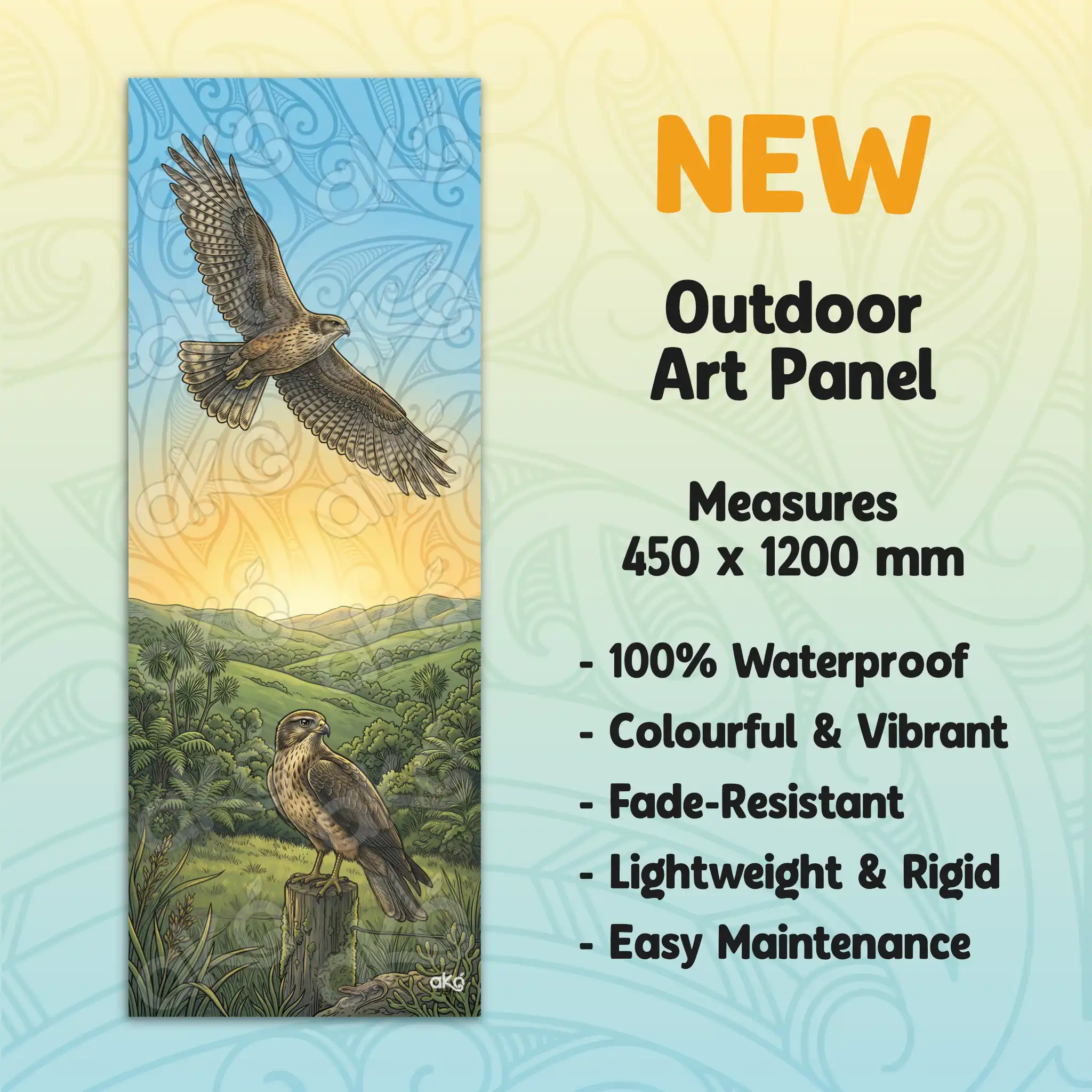 Kahu on Farmland Outdoor Art Panel