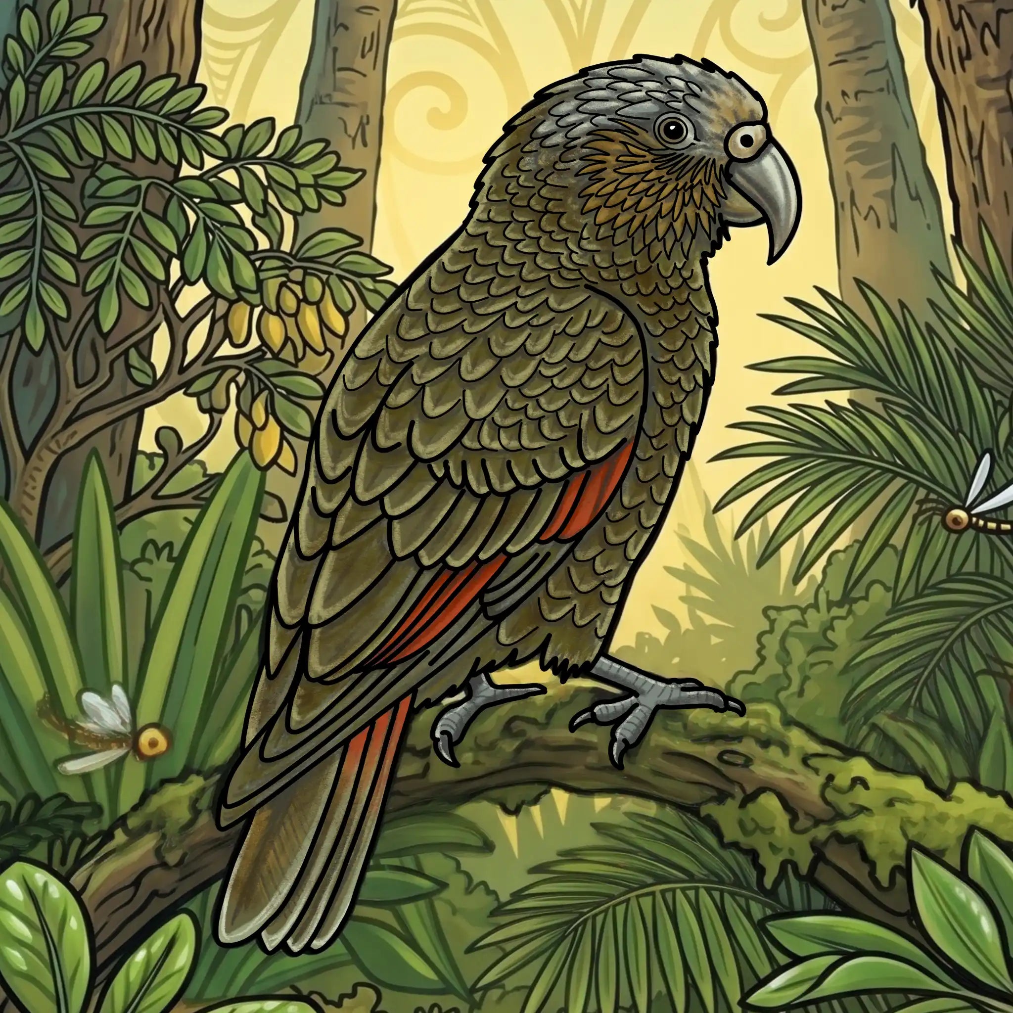 Kākā Forest Parrot Outdoor Art Panel