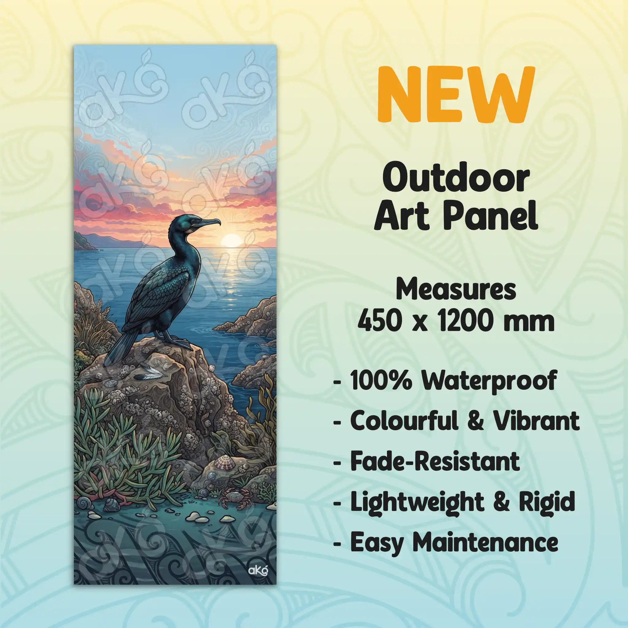 Kawau on Coastal Rocks Outdoor Art Panel