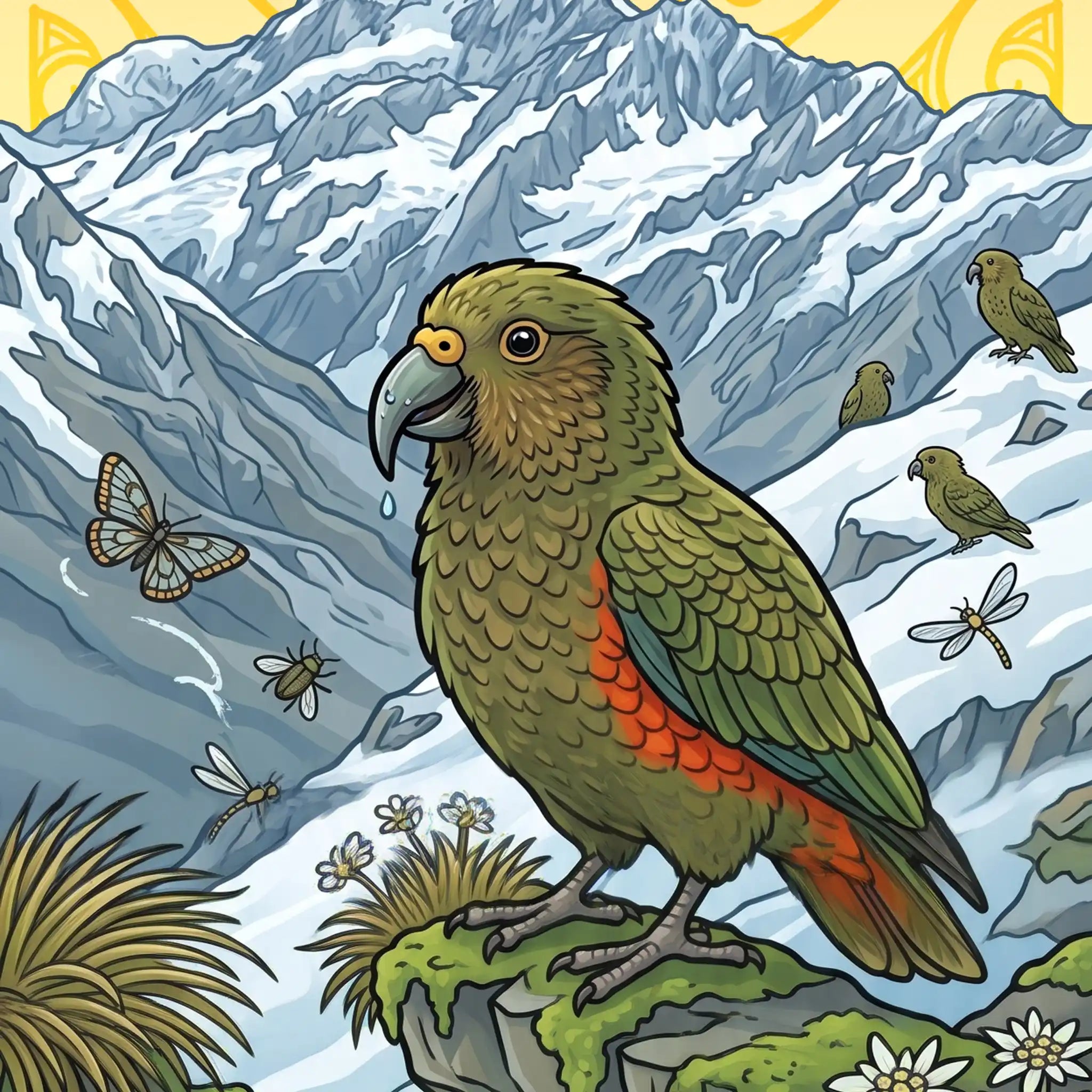 Kea in Mountains Outdoor Art Panel