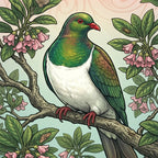 Kererū perched on Pūriri Outdoor Art Panel