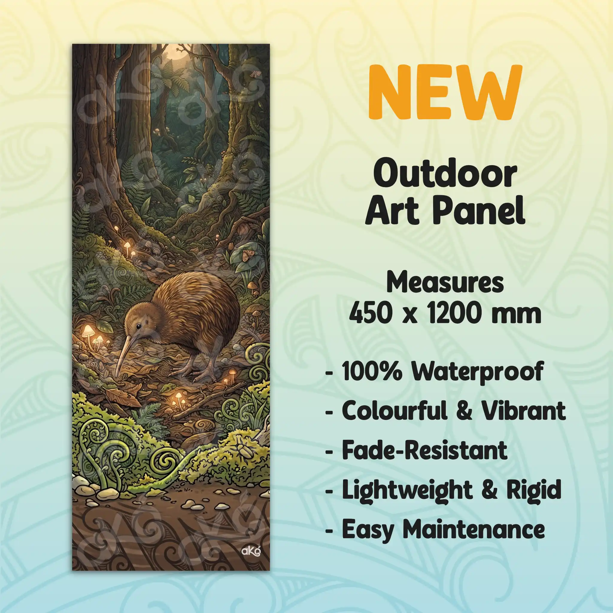 Kiwi in Forest Outdoor Art Panel