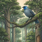 Kōkako in High Canopy Outdoor Art Panel