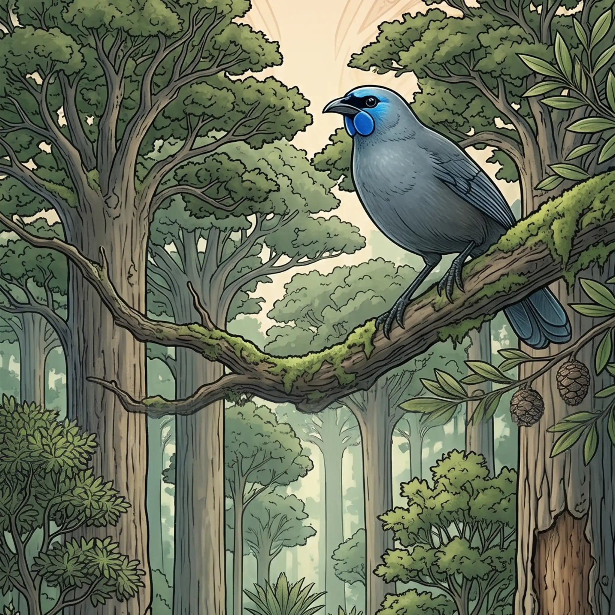 Kōkako in High Canopy Outdoor Art Panel