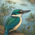 Kōtare Sitting Streamside Outdoor Art Panel
