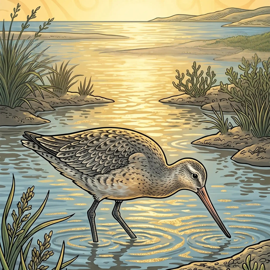 Kuaka in Calm Waters Outdoor Art Panel