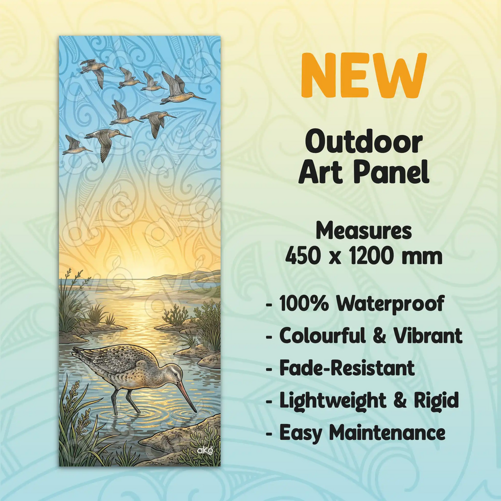 Kuaka in Calm Waters Outdoor Art Panel