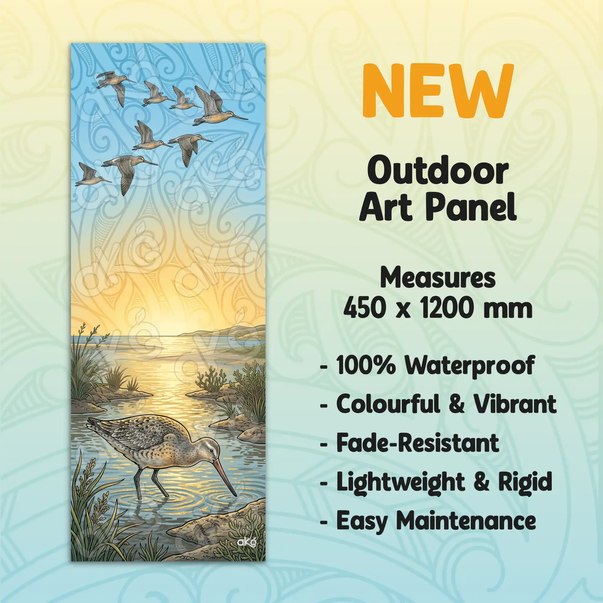 Kuaka in Calm Waters Outdoor Art Panel