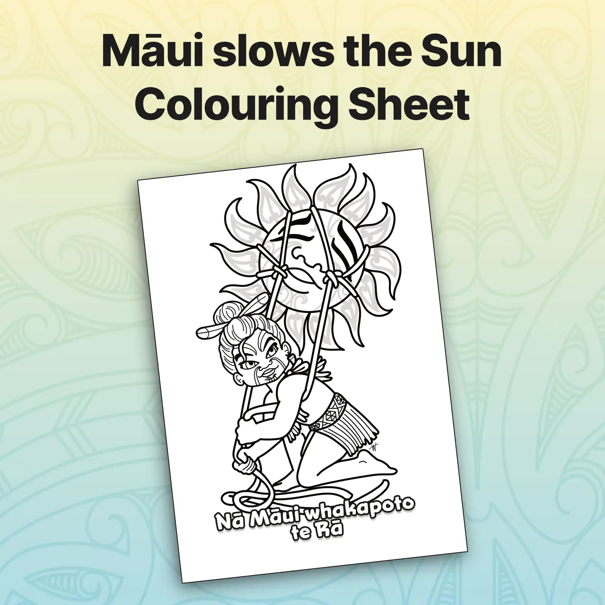 Māui slows the Sun Colouring Sheet