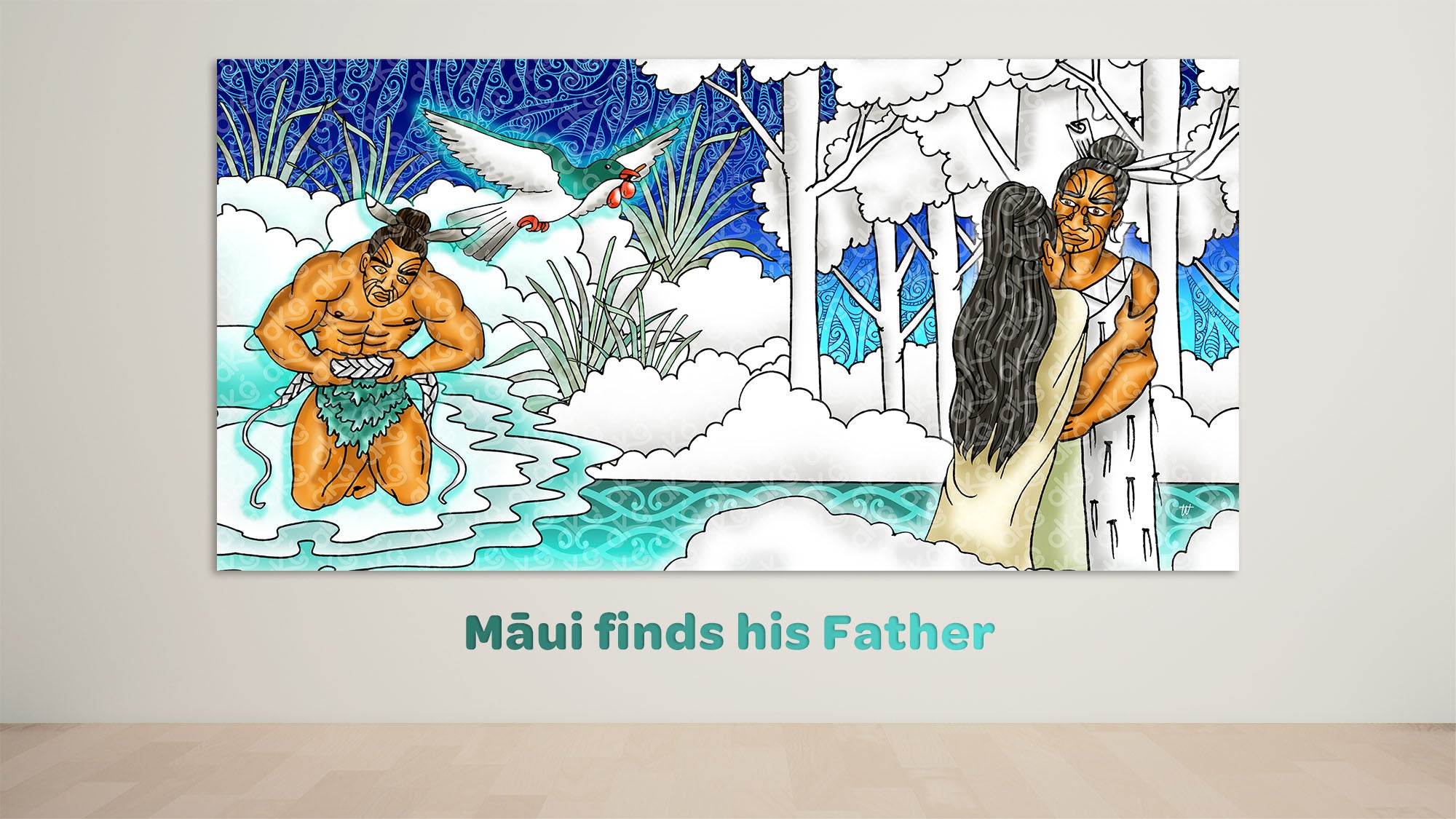 Māui find his Father Māui Mural