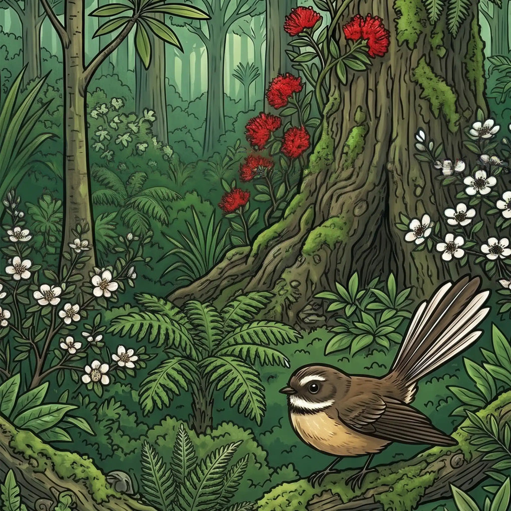 Pīwakawaka fluttering Outdoor Art Panel