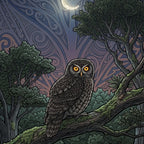 Ruru the night watcher Outdoor Art Panel