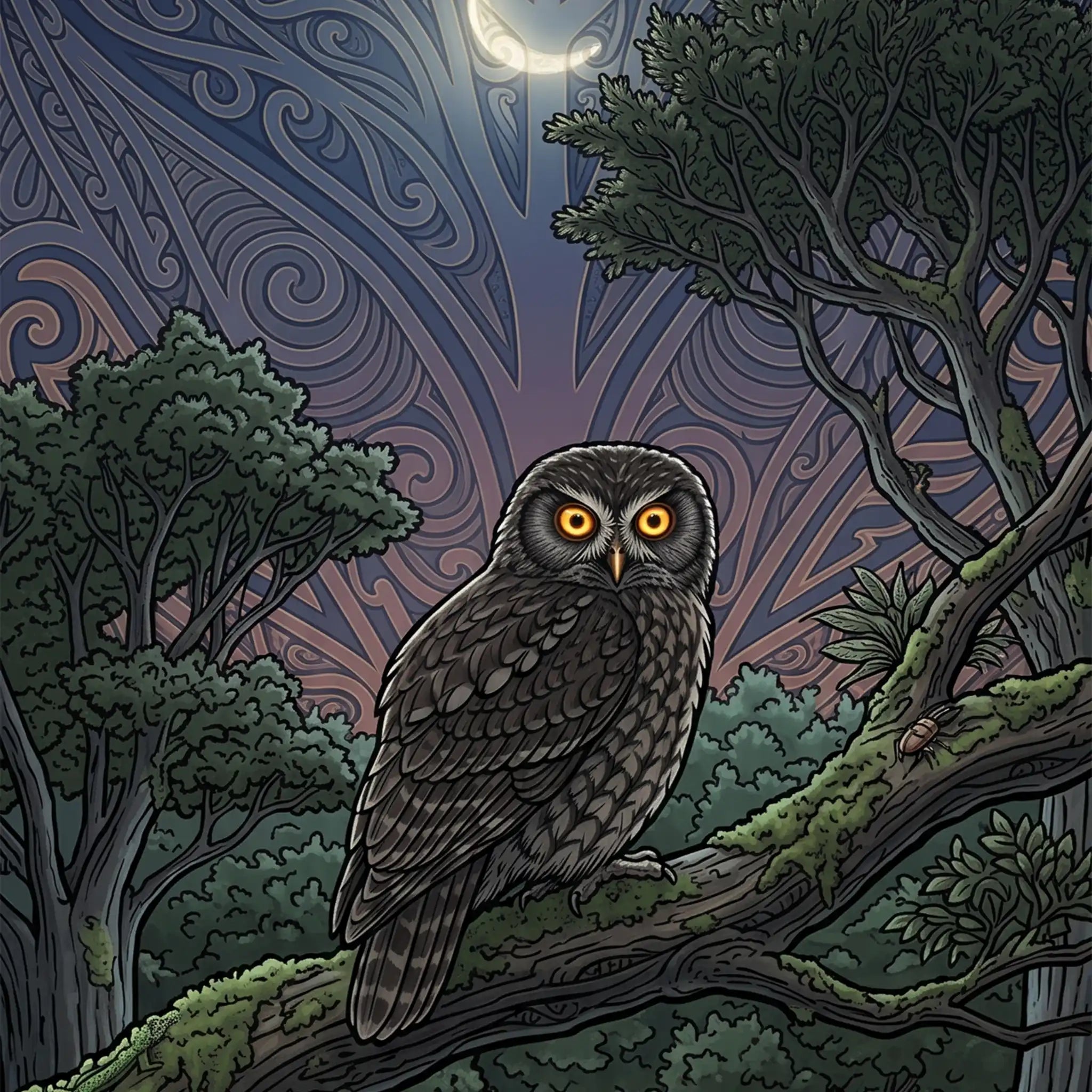 Ruru the night watcher Outdoor Art Panel