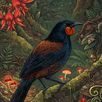 Tīeke with Ngutukākā flowers Outdoor Art Panel