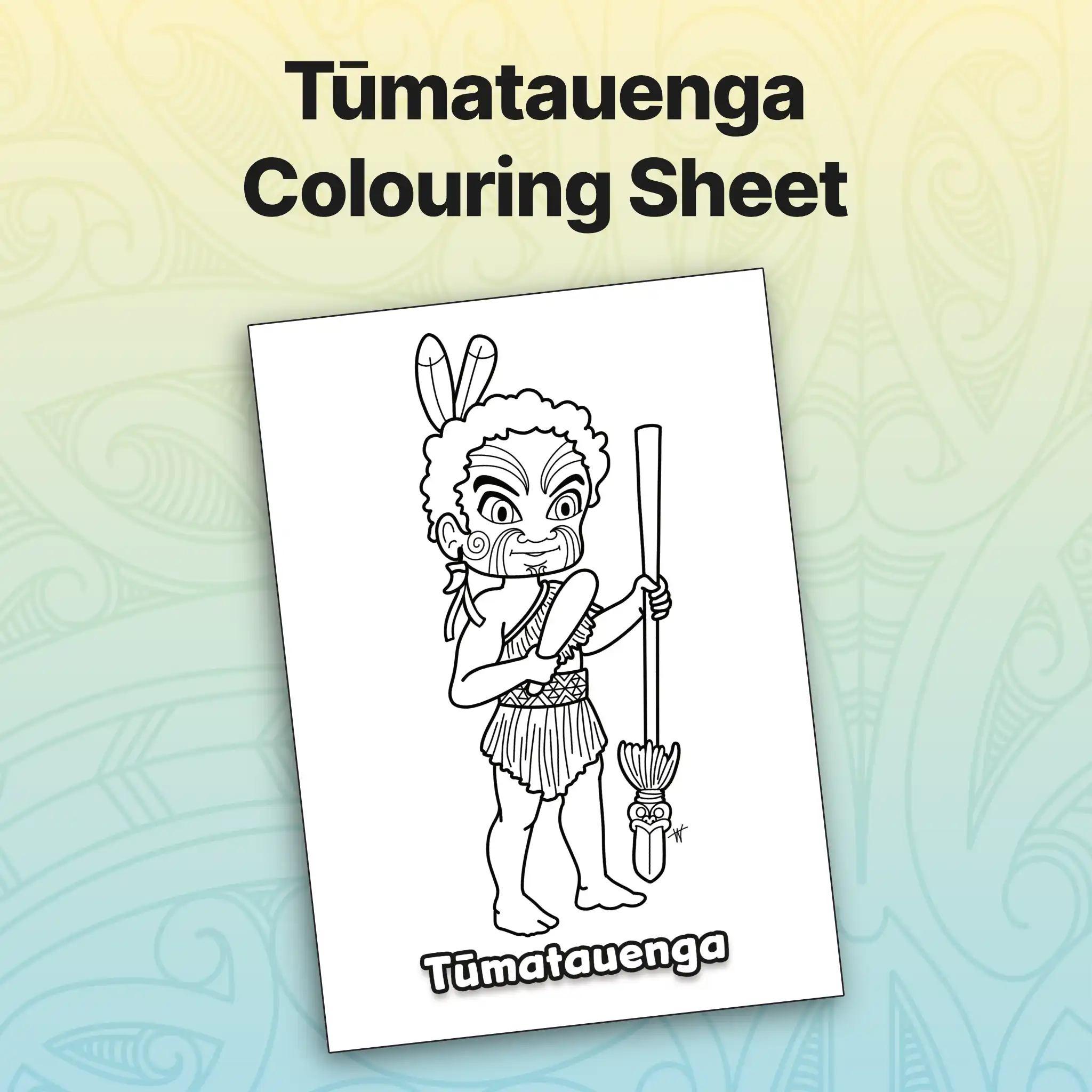 Tūmatauenga Colouring Sheet