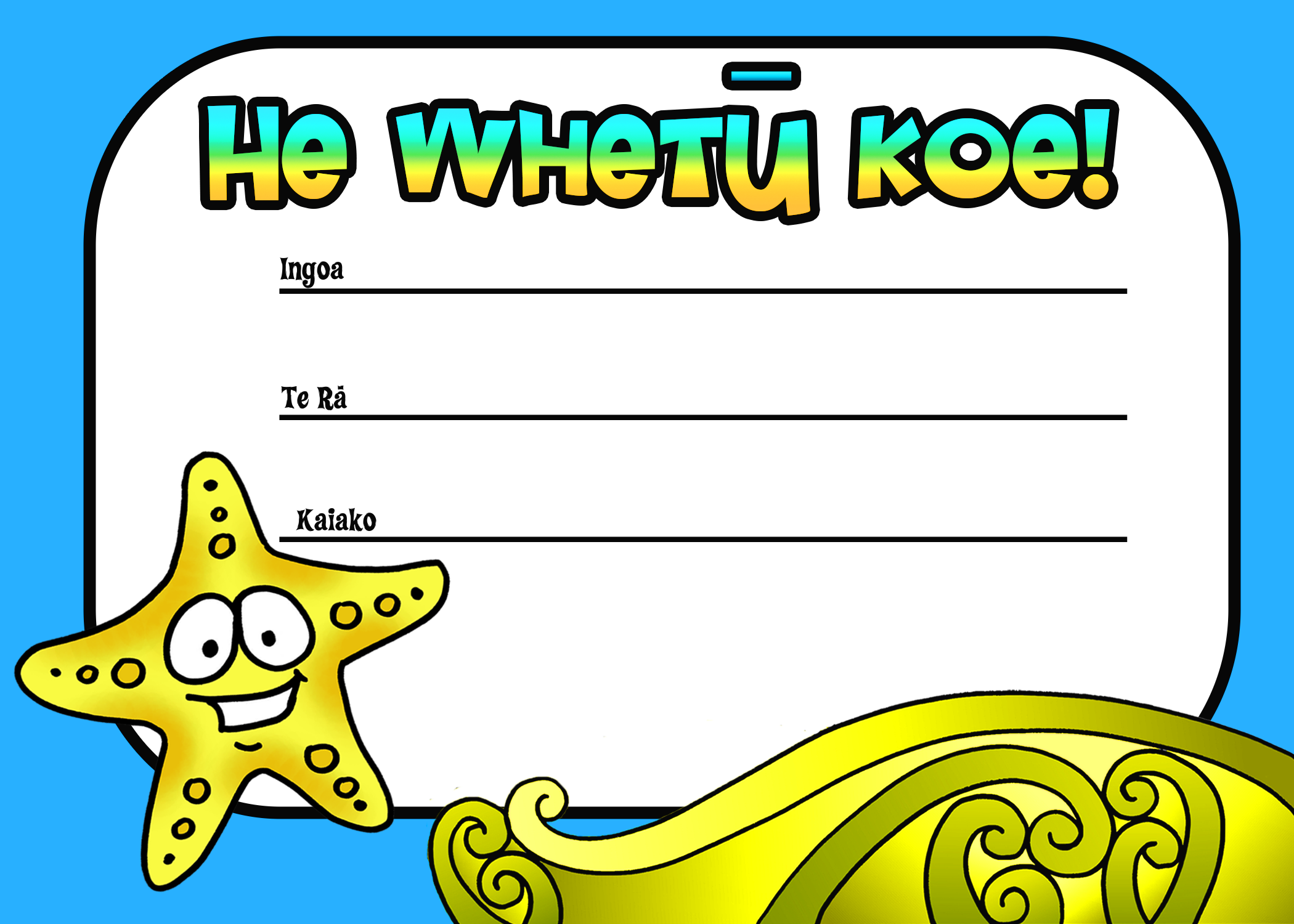 Certificate - He Whetū Koe Style 1