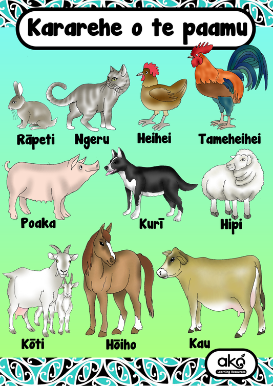 Poster Set A - Kararehe o te paamu (Farm Animals)