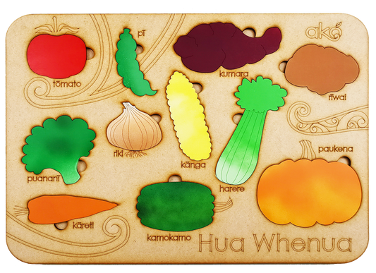 Hua Whenua (Vegetables) Large Wooden Puzzle