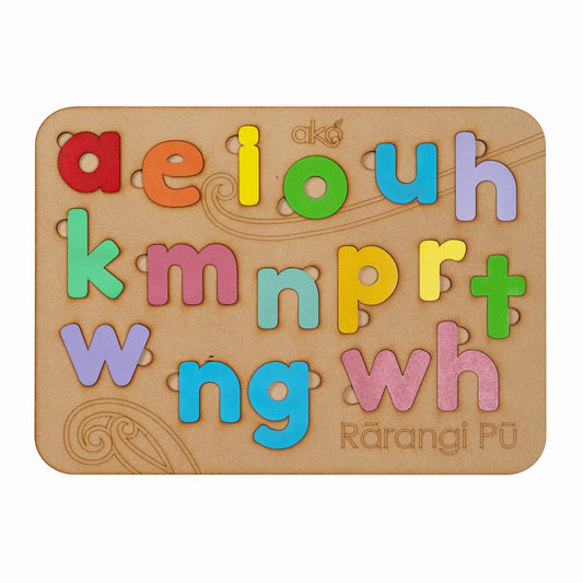 Rārangi Pū (Alphabet Lowercase) Large Wooden Puzzle