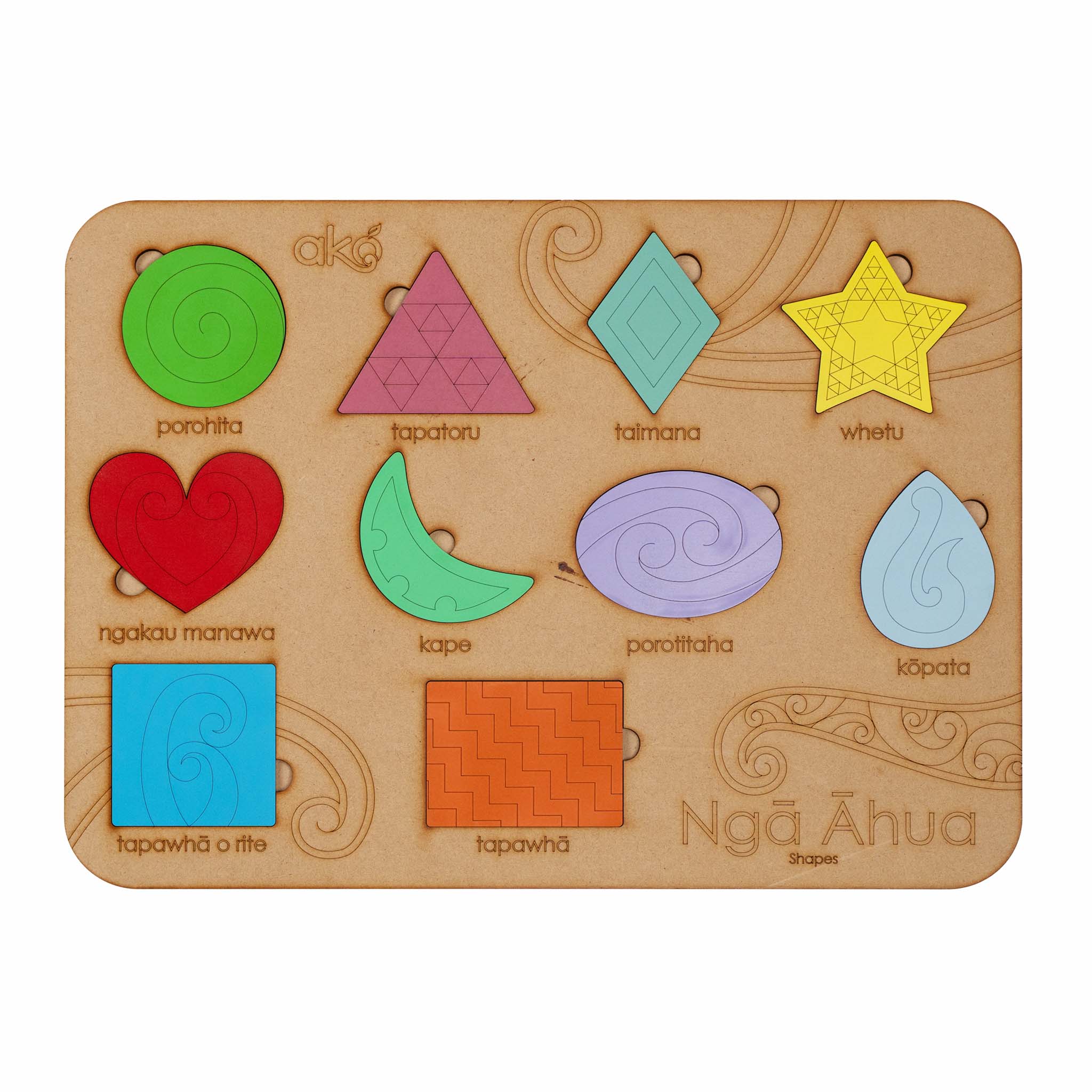 Ngā Āhua (Shapes) Large Wooden Puzzle